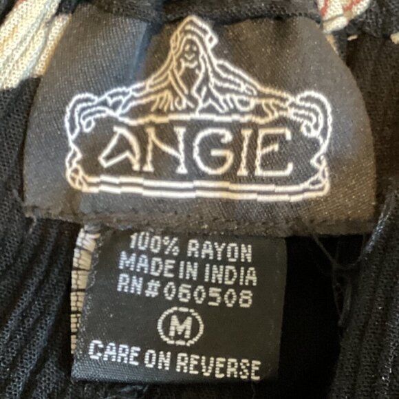 Angie BOHO Floral Wide Leg Jumpsuit Cutout Back Tie Sz M Black Multicolor 143S - Picture 5 of 6